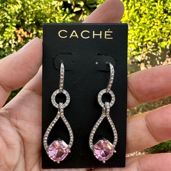 Cache Rhinestone Clear/Pink Earrings - Picture 1 of 4